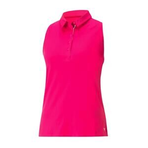 NWT Puma Mattr Peak Sleeveless Womens Golf Polo Size Large Pink